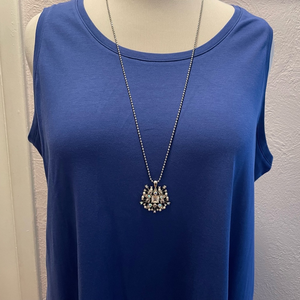 Isaac Mizrahi Blue Sleeveless Sheath Dress SZ XL NEW! Pima cotton - Picture 3 of 8